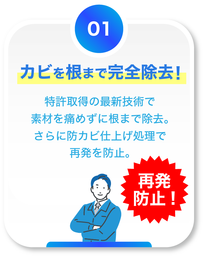 カビを根まで完全除去